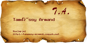 Tamássy Armand névjegykártya